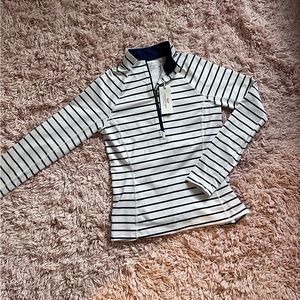 Vineyard Vines Performance Jersey 1/2 Zip Striped Top in Deep Bay - XS - NWT